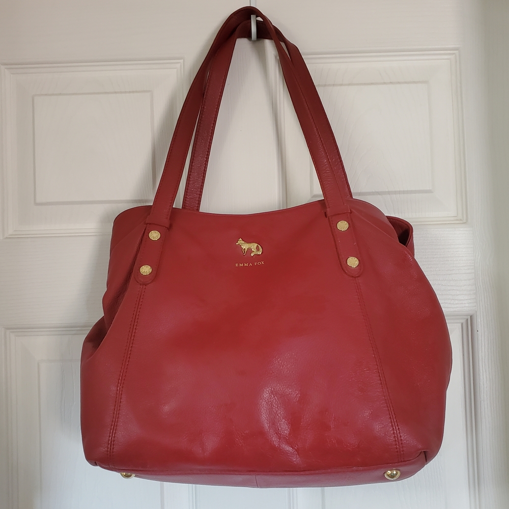 Emma Fox Red Leather Tote Bag